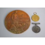 A WWI Death Plaque and Two Medals For PTE. David William Griffiths, 31363 - S Wales Borderers,