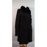 A Black Sheepskin Fur Lined Ladies Coat, Size 12
