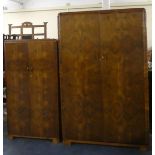 An Art Deco Two Piece Bedroom Suite comprising Burr Walnut Double Wardrobe and a Gents Fitted