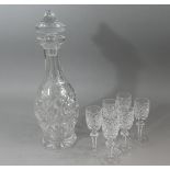 A Cut Glass Decanter Together with Six Liqueurs
