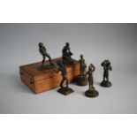 A Wooden Box Containing Six 19th Century Bronze Grand Tour Classical Figures. Tallest 10cms