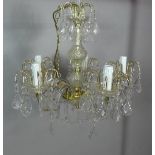A Five Branch Ceiling Chandelier with Acrylic Droppers 49cm High.
