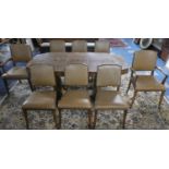 A Good Burr Walnut Art Deco Dining Room Suite Comprising Shaped Extending Dining Table with One