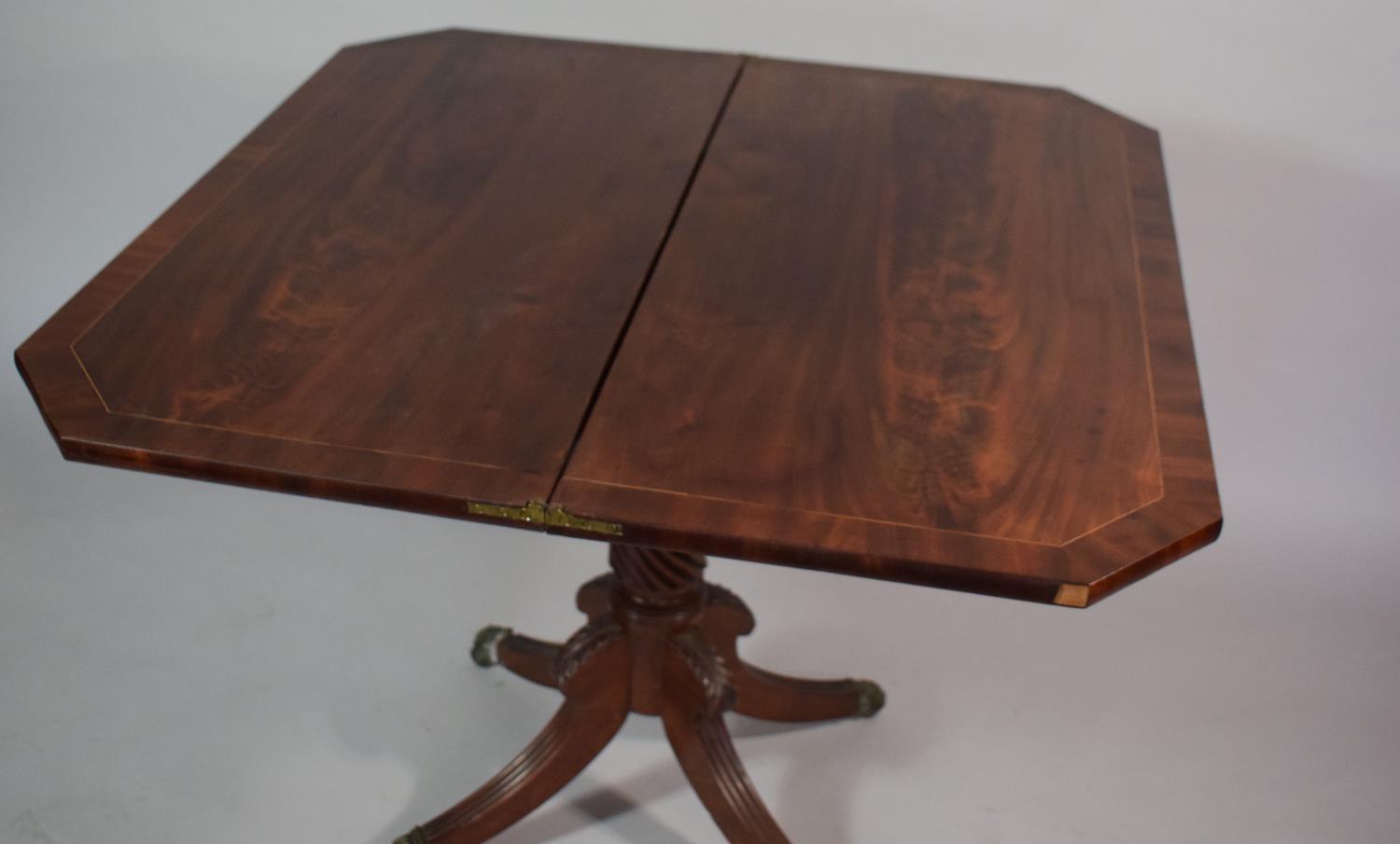 A 19th Century Mahogany Tea Table set on Spiralled Support with Brass Claw Casters. 92x45x74cms when - Image 6 of 6