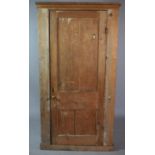 A 19th Century Stripped Pine Shelved Cupboard. 97x34x183