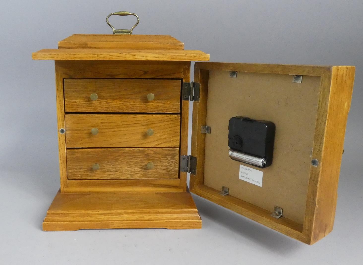 A Modern Novelty Collectors Chest in the Form of a Mantel Clock with Battery Movement. 18cms Wide, - Image 2 of 3