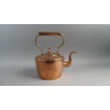 A Large Victorian Copper Kettle with Brass Acorn Finial. 31cms High