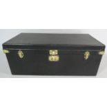 An Early 20th Century Motoring Trunk with a Black Canvas Covered Body and with a Slanted Shaped Back