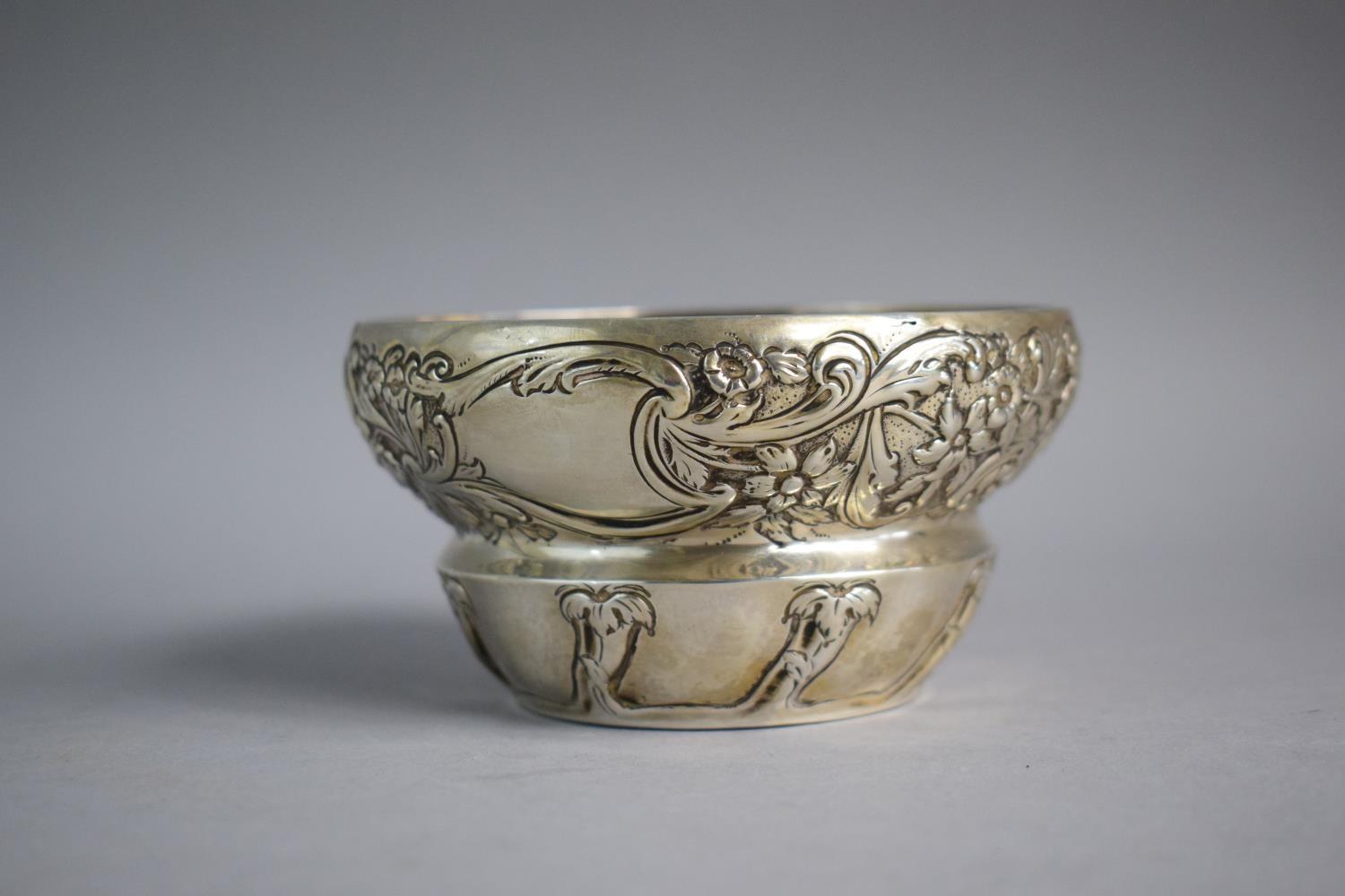 A Silver Sugar Bowl with Art Nouveau Repousse Decoration 11.5cm Diameter. London 1903 - Image 2 of 4