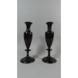 A Pair of Early 20th Century French Art Deco Period Macassar Ebony Vases. 28cm High