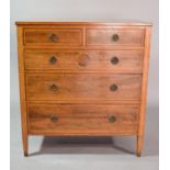 A Pretty Edwardian String Inlaid Bedroom Chest of Two Short and Three Graduated Long Drawer Raised