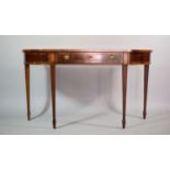 A Reproduction Inlaid Mahogany Bowfront Table set on Square Tapering Legs with Central Long