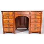 A Late 19th Century Pitch Pine Kneehole Desk with Two Banks of Five Drawers either side Centre