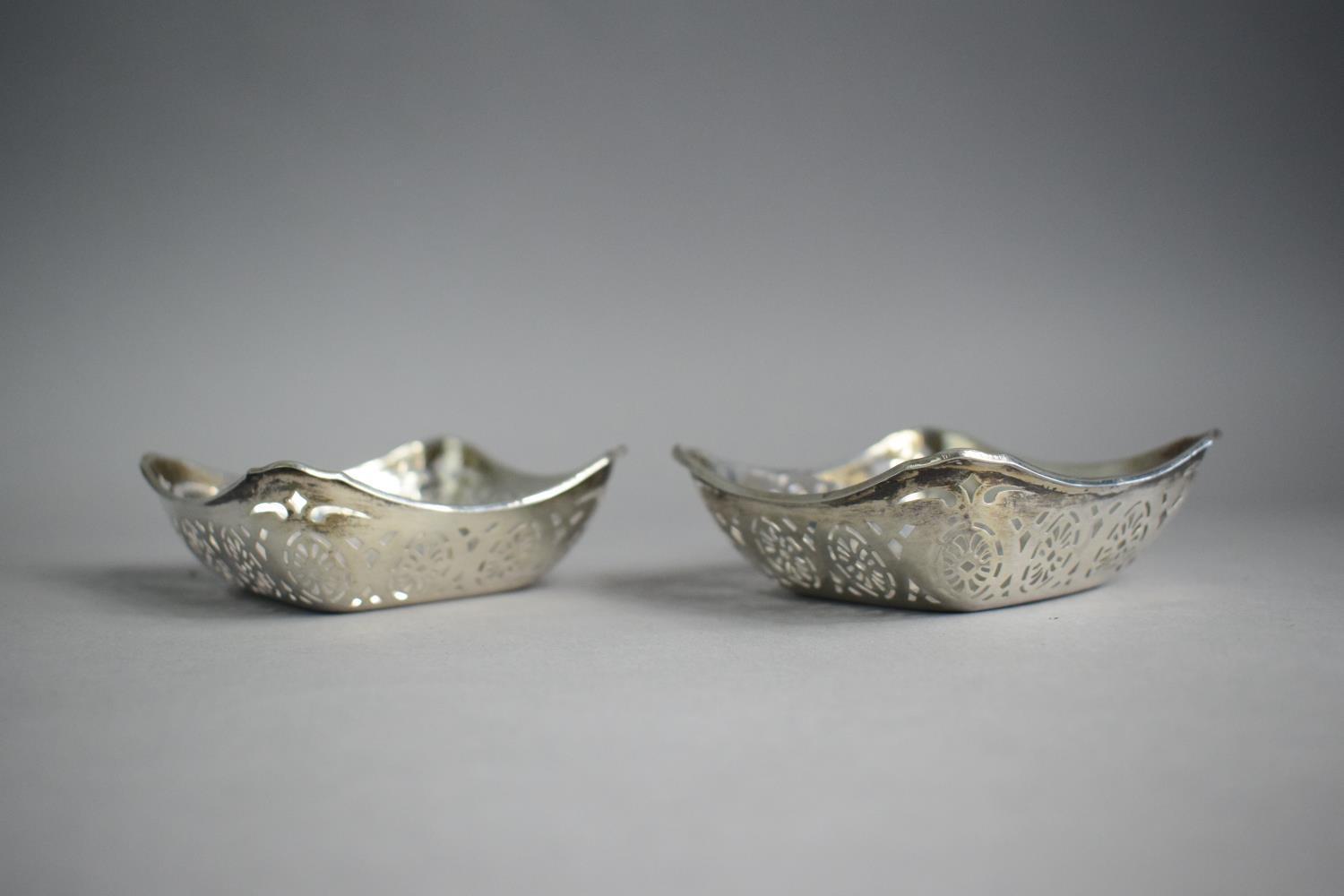 A Pair of Square Silver Pin Dishes with Pierced Sides, Birmingham 1918-1919 - Image 2 of 3