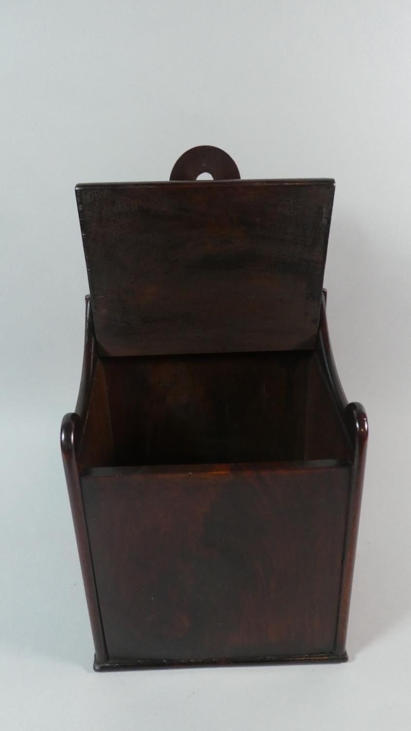 An 18th Century George III Mahogany Salt Box with Shaped Back Over Hinged Sloping Lid. 21cm x 15cm x - Image 2 of 4