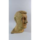 An Interesting Mid 20th Century Sculpted Clay Male Portrait Head, Life Size. 32cm High