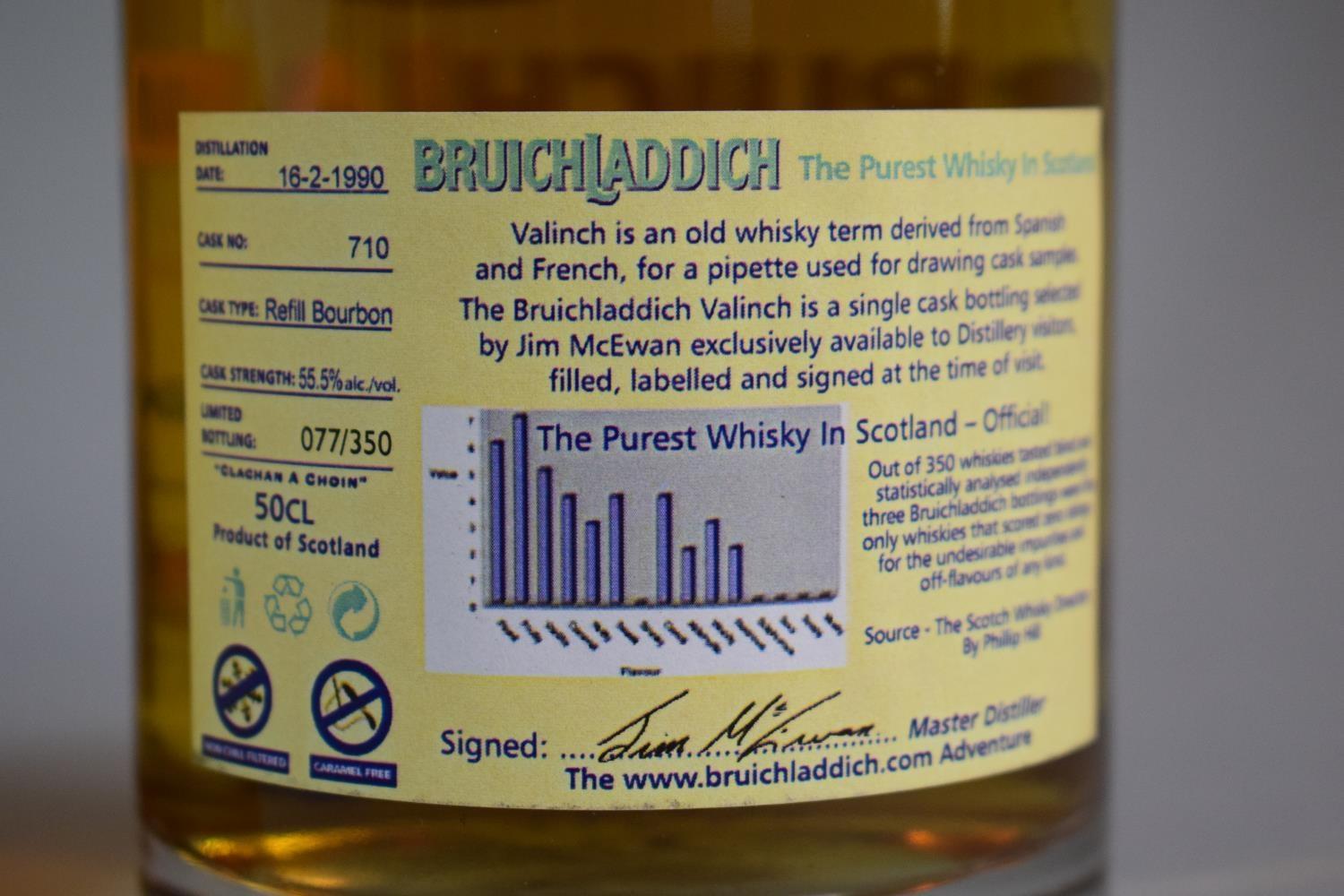 A Single Bottle of Malt Whisky - Bruichladdich Valinch 1990. Distilled 16.2.1990, Cask 710, - Image 3 of 3