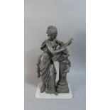 A Spelter Study of a Classical Maiden Playing Lute, 37cm High