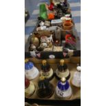 Three Boxes Containing Animal Ornaments, Stoneware Jars, Decorated Vases, Seven Empty Wade Bells