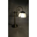 A Modern Desk Top Table Lamp with Etched Glass Shade , 55cm High