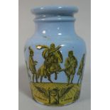 A Victorian c.1850 Blue Glazed Transfer Printed Prattware Stoneware Bottle Commemorating Shakespeare