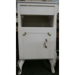 A Cream and Gilt Bedside Cabinet with Top Drawer