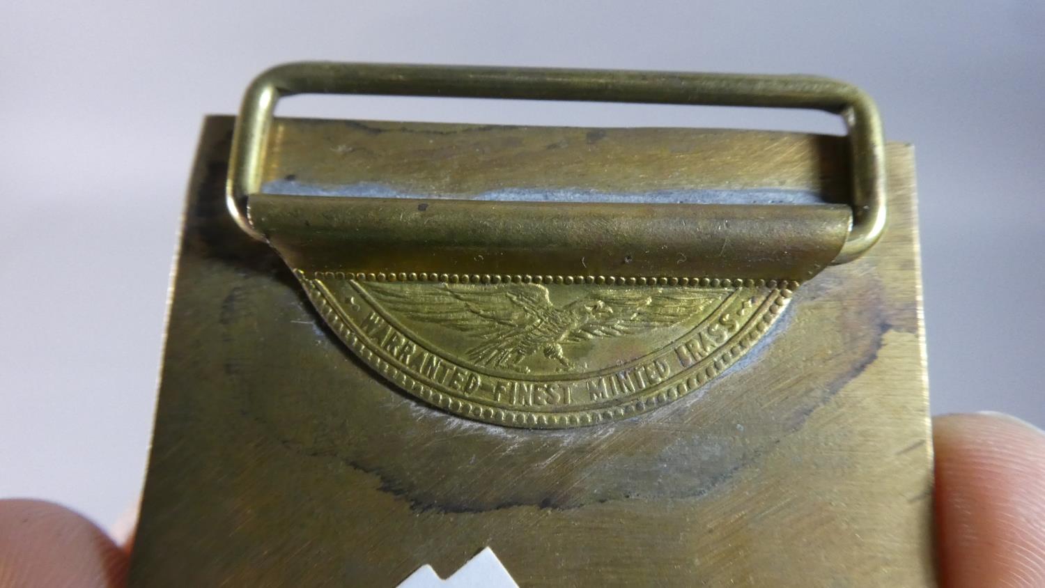 A Reproduction Nazi Brass Belt Buckle Inscribed Totemkopf SS (3rd Panzer Division), 9cm Wide - Image 2 of 2