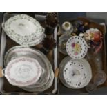 A Box of Floral Pattern Dinnerwares, Collection of Decorative Ribbon Plates, Pair of Carnival
