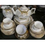 A Collection of Teawares to Include Cream and Gilt Teapot, Stand and Jug Together with Teawares etc