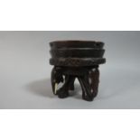 An Indian Carved Wooden Ashtray, the Supports in the Form of Four Elephant Heads and Feet, 13cm