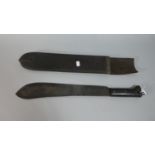 A WWII American Machete by Collins, 1944 with Leather Scabbard, Blade 37.5cm Long