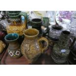 A Collection of Glazed Studio Art Pottery Jugs to Include West German Examples etc