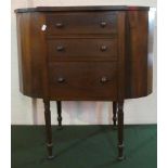 A Modern Mahogany Three Drawer Side Cabinet with Bowed Side Pieces Having Hinged Lids, 71cm Wide and