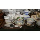 A Tray of Teawares to Include Aynsley Pembroke, Royal Stafford, Blue Florinda etc