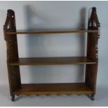 A Late Victorian Wall Mounting Three Tier Shelf Unit with Pierced Sides, 58cm Wide