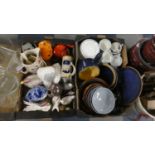 Two Boxes of Ceramics to Include Kitchenwares, Bird and Poultry Ornaments, Coffee Pots etc
