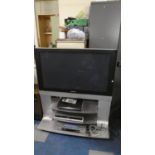 A Panasonic 42" Viera TV Together with Sky Box, DVD Recorder and Player All On Stand