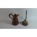 A 19th Century Copper Jug and a Copper Beer Funnel