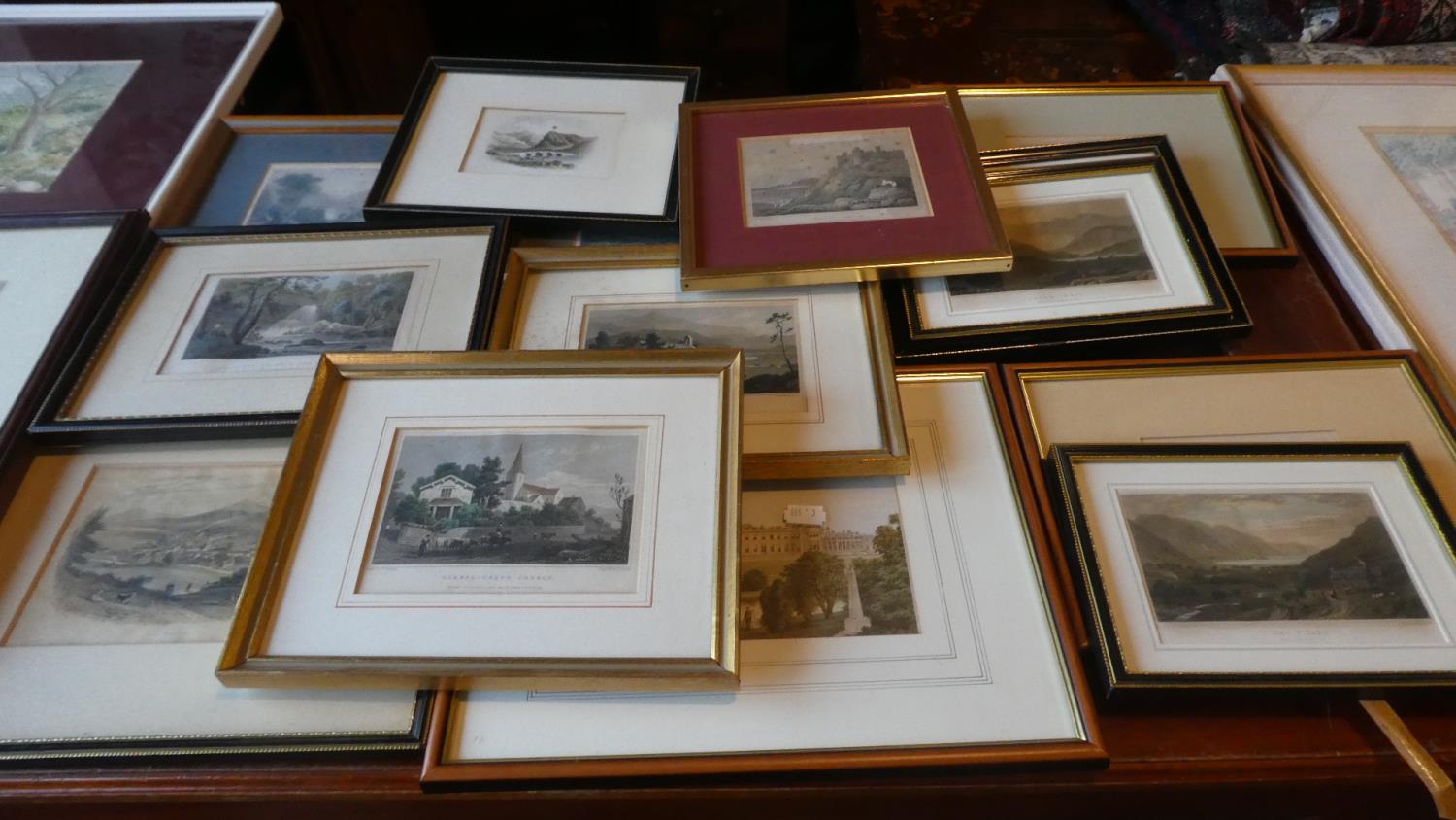 A Collection of Fourteen Coloured Engravings, Various Welsh Buildings and Landscapes