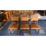 An Oak Refectory Style Rectangular Dining Table and Set of Six French Dining Chairs with Front