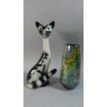 A Sylvac Lustre Vase and a Sylvac Seated Cat