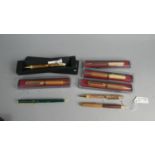 A Collection of Eight Australian Brown Mallee Ball Point Pens etc