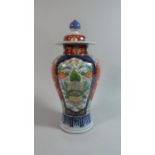 An Oriental Lidded Baluster Vase in the Imari Pallette, 28cm High