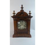 An Edwardian Oak American Mantle Clock of Architectural Form, 45cm high