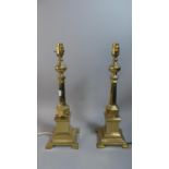 A Pair of Brass Table Lamps, 42.5cm High