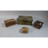 Three Wooden Jewellery Boxes and a Laquered Box