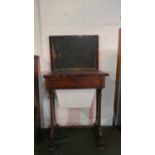 A Regency Rosewood Ladies Work Table Having Hinged Tooled Leather Work Top, Drawer and Pull Out Well