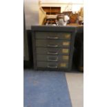 A Vintage Metal Five Drawer Cabinet, 28cm Wide