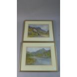 A Pair of Framed Watercolours Depicting Mountain Landscapes, Monogrammed Bottom Right, Each 26cm