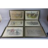 A Set of Six Framed Sporting Prints, The Adventures of Professor Muddle Together with Rather a Frost